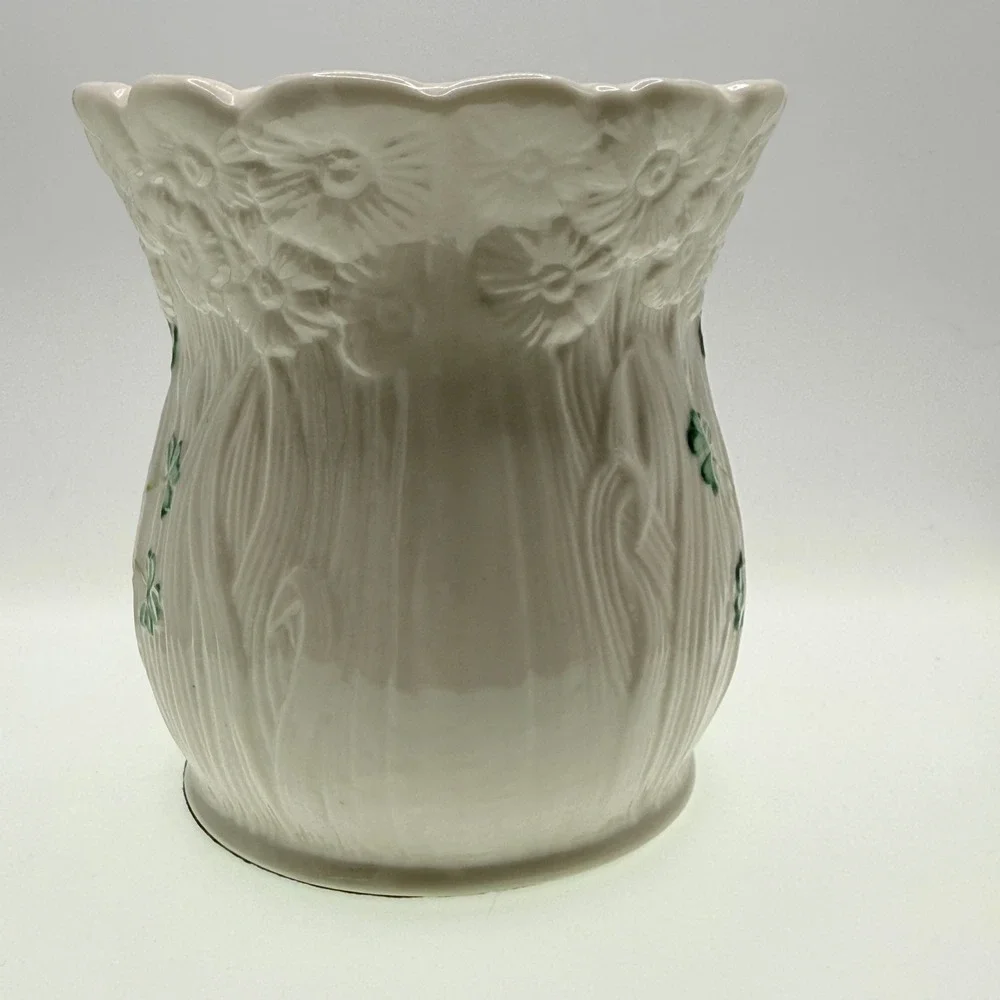 Belleek Irish Porcelain Shamrock Pillar Candle Holder